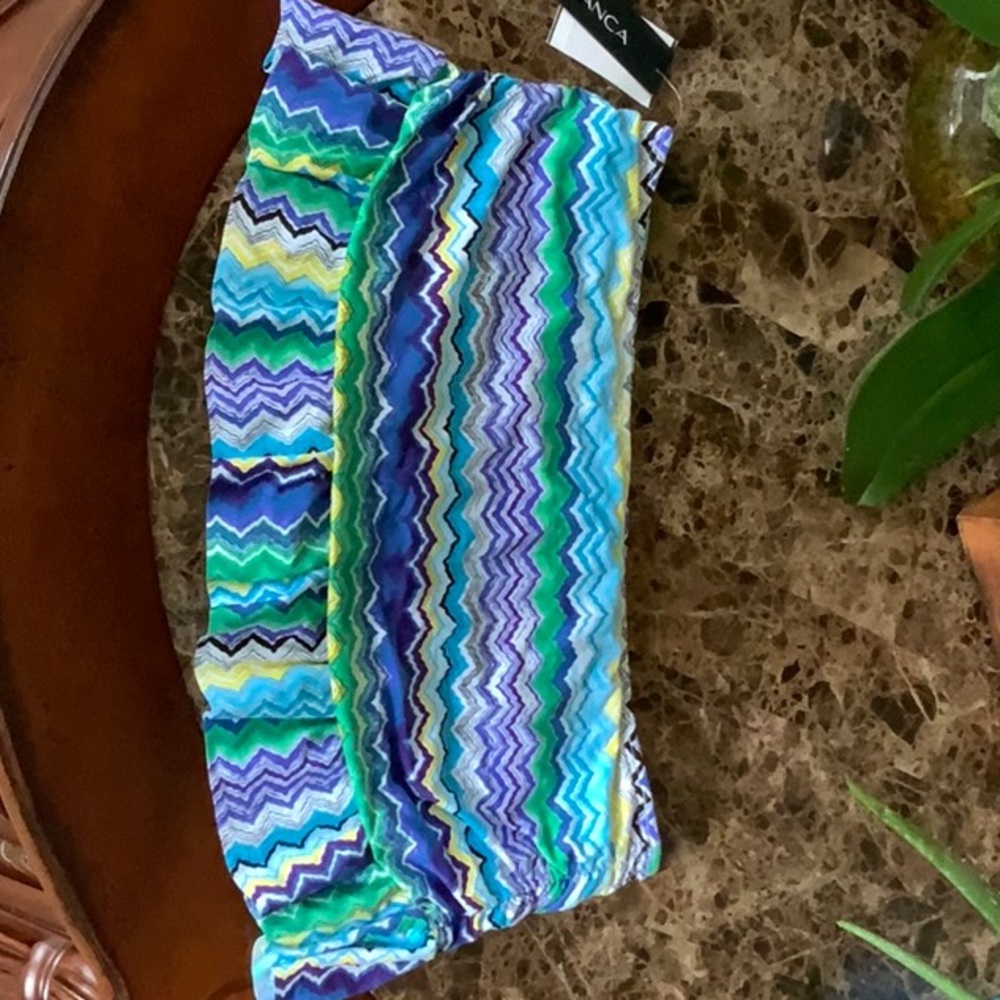 La Blanca blue zig zag swim skirt NWT has liner - Picture 2 of 4